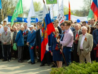 Митинг в МГУ, посвященный 74-й годовщине Победы в ВОВ