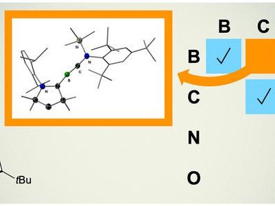 Структура первой в мире молекулы с тройной связью между бором (B) и углеродом (C). Фото: Rian Dewhurst / University of Wuerzburg