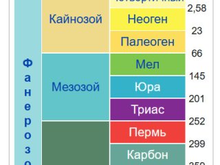 Отрезок геохронологической шкалы от палеозоя до кайнозоя. Иллюстрация с сайта Евгения Касперского